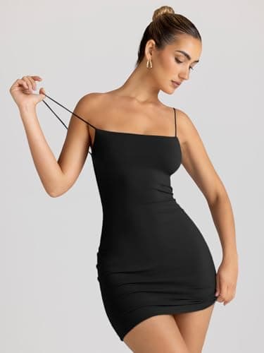 LILLUSORY Women's Mini Sexy Bodycon Dress 2025 Summer Going Out Short Backless Party Club Dresses Beach Vacation Outfits Black XS - Image 3