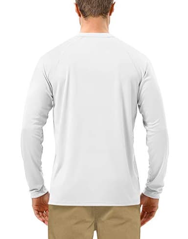 Roadbox Mens UPF 50+ UV Sun Protection Shirts Outdoor Long Sleeve SPF Diving Rash Guard for Fishing Hiking Swimming White - Image 2