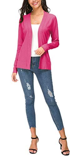 EXCHIC Women's Long Sleeve Open Front Cardigan Sweater Lightweight Casual Knit Sweaters (Rose, X-Large) - Image 7