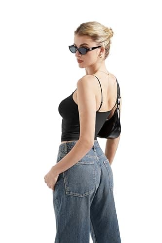 SUUKSESS Women Sexy Square Neck Tank Top Summer Y2K Going Out Tops Casual Sleeveless Basic Cami Shirts (Black, XS) - Image 3