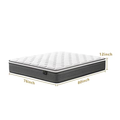 Vipcute King Mattress, 12 Inch King Size Mattresses, 12 Inch Hybrid Pocketed Coil Mattress in a Box with Gel Memory Foam, Medium Firm, CertiPUR-US Certified - Image 2