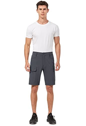 Hiauspor Men's Hiking Cargo Shorts 9"/10" Quick Dry Lightweight Waterproof for Golf Tactical Fishing Casual with 6 Pockets (Dark Grey, 34) - Image 8