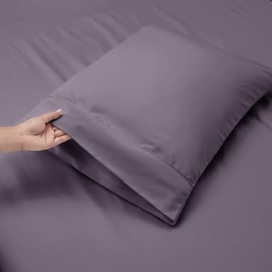 Hearth & Harbor Bed Sheets, Luxury Soft 6 Piece Bed Sheet Set Extra Deep Pocket Fitted Sheets Fits Mattress up to 21", Double Brushed Bedding Sheets & Pillowcases, Queen, Prpulish Gray - Image 6