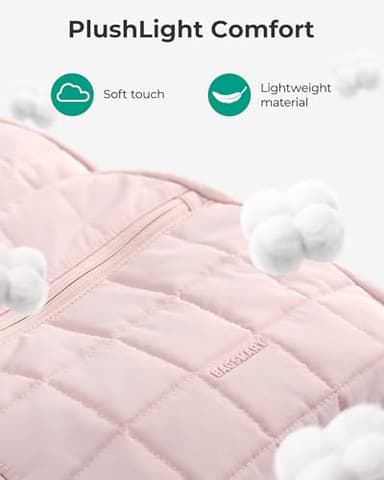 BAGSMART College Laptop Backpack, Travel Laptop Backpack for Women, Quilted Casual Daypack, Water-Resistant Bookbag for 15.6 Inch Laptop, Pink - Image 4