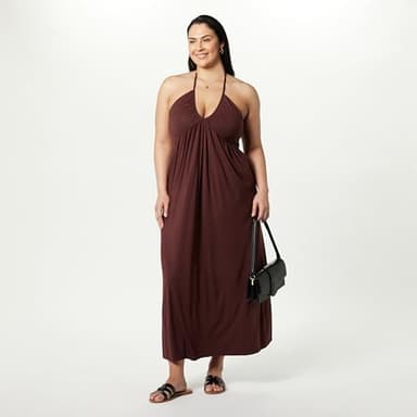 The Drop Women's Kapri Gathered Halter Dress, Rum Brown, M - Image 7