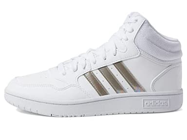 adidas Hoops 3.0 Mid Basketball Shoe, White/White/White, 5 US Unisex Big Kid - Image 5