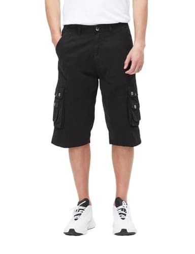 BEST SOUTH Men's Capri Long Twill Cargo Shorts Below Knee 13 Inches Cotton Relaxed Fit Casual Multi-Pocket Black 36 - Image 5