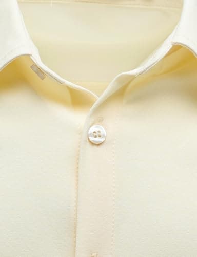 AOTIK Boys Stretch Wrinkle Free Dress Shirts Button Down Shirt Long Sleeve Formal School Uniform Shirts 12 Beige - Image 3