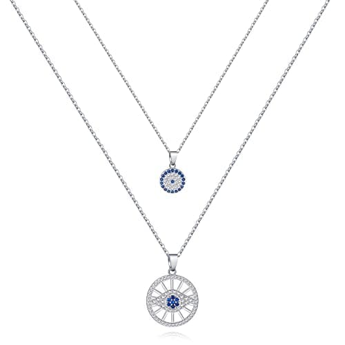 IVY TAILI Silver Evil Eye Necklace Layered Necklaces for Women 18k Gold Plated Adjustable Third Eye Necklace Evil Eye Protection Jewelry for Women - Image 1