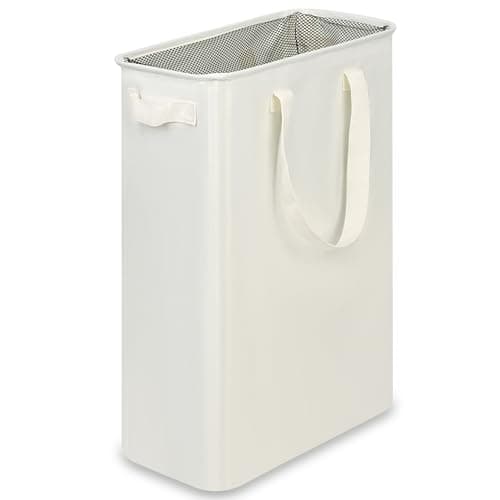 efluky Slim Laundry Basket, Narrow Laundry Hamper with Handles, Collapsible Dirty Clothes Hamper, Tall Laundry Bin for Laundry Room, Dorm and Bedroom, 12.7 Gallons(48L) Beige - Image 1