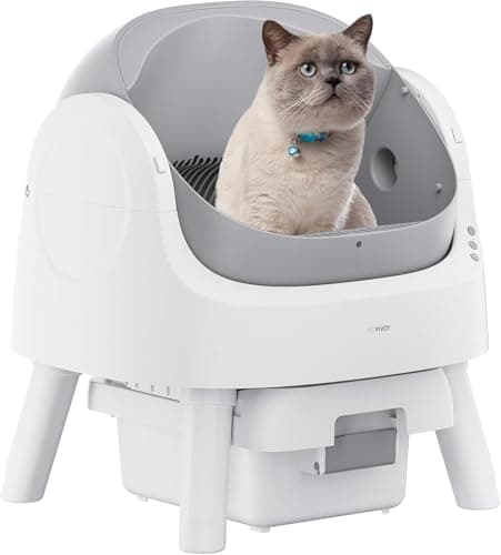Self Cleaning Cat Litter Box, Open Top Litter Box for Multiple Cats, Automatic Cat Litter Box with Liners and Mat Included, Grey - Image 1