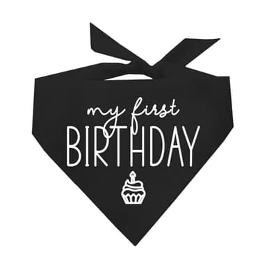 My First Birthday Dog Bandana (Black OS 389) - Image 1