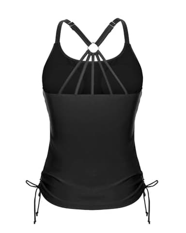 Holipick Womens Tankini Swim Top Only Tankini Bathing Suit Tops No Bottom Black - Image 2
