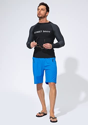 Men's Swim Trunks Quick Dry Board Shorts with Zipper Pockets Beach Shorts Bathing Suits for Men - No Mesh Liner(Lake Blue,M) - Image 2