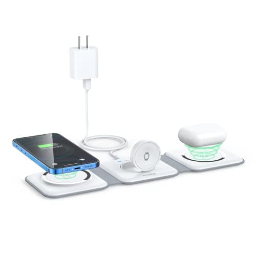 Wireless Charger 3 in 1,RTOPS Magnetic Travel Wireless Charging Station Multiple Devices,GaN 3 in 1 Charging Station,Compatible for iPhone16/15/14/13/Pro/Max,iWatch,AirPods4/3/2/Pro(Adapter Includes) - Image 1