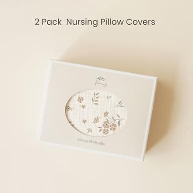 Konssy 2-Pack Muslin Nursing Pillow Covers, Soft & Adorable Nursing Covers for Breastfeeding Pillows, Slipcovers for Newborn Boys & Girls(Cream, Blossom) - Image 7