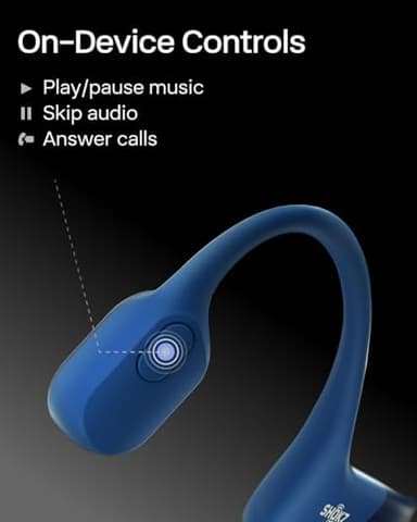 SHOKZ OpenRun with USB-C Charging - Open-Ear Bluetooth Bone Conduction Sport Headphones - Sweat Resistant Wireless Earphones for Workouts and Running - Built-in Mic, with Hair Band - Standard - Blue - Image 8