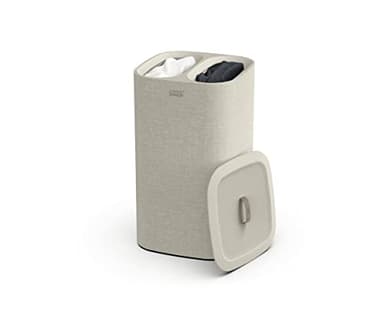 Joseph Joseph Tota 60 liter/15.8 gallon Laundry Hamper Separation Basket with lid, 2 Removable Washing Bags with Handles- Ecru - Image 1