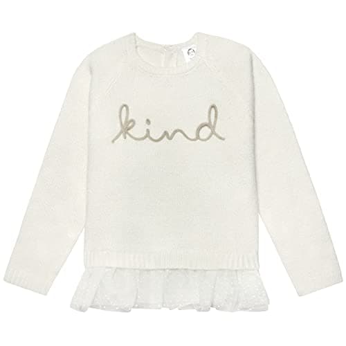 Gerber Baby Girls' Sweater with Tulle Trim, White, 12 Months - Image 1