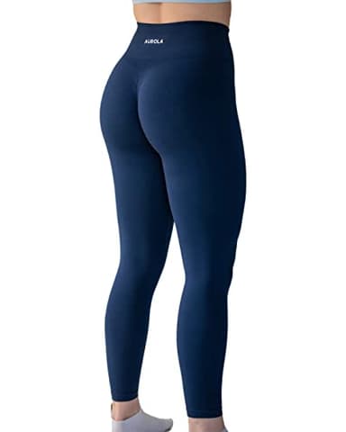 Seamless Scrunch Legging Women Yoga Pants 7/8 Tummy Control Workout Running for Workout Fitness Sport Active Ankle Legging-25'' (L, Tuxedo Blue) - Image 8
