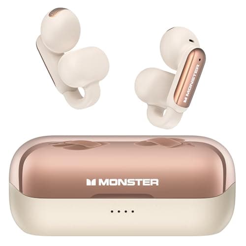 Monster Open AC601 Wireless Earbuds, Crystal Clear Call, USB-C Charging, Bluetooth 5.4 Open Earphones with ENC, IPX5 Waterproof Wireless Clip-on Earbud, 32H Playtime Earbuds (White) - Image 1