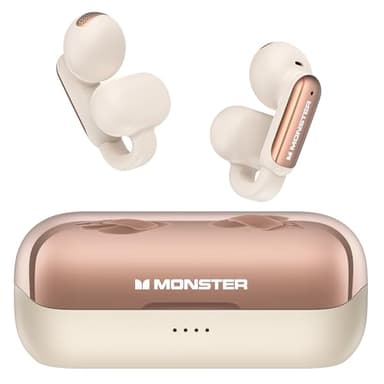 Monster Open AC601 Wireless Earbuds, Crystal Clear Call, USB-C Charging, Bluetooth 5.4 Open Earphones with ENC, IPX5 Waterproof Wireless Clip-on Earbud, 32H Playtime Earbuds (White) - Image 1