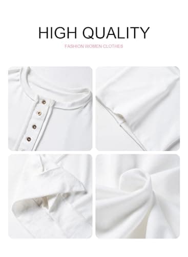 SHEWIN Short Sleeve Oversized Sweatshirt for Women 2025 Summer Casual Trendy Short Sleeve V Neck Tshirts Crewneck Tops A White X-Large - Image 7