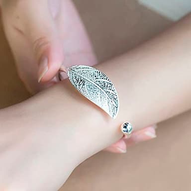Sterling Silver Bangle Bracelets for Women, Mothers Day Gifts for Mom, Handmade Cuff Bracelet Jewelry, Birthday Gifts for Women (Silver-7) - Image 2