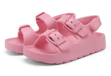 INMINPIN Toddler Boys Girls Buckle Sandals Comfort Open Toe Sandal with Adjustable Back Strap, Pink, 10 Toddler - Image 5