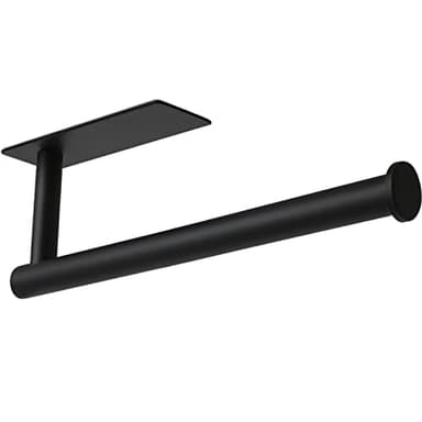 theaoo Paper Towel Holder - Under Cabinet Paper Towel Holder for Kitchen, Adhesive Paper Towel Roll Rack for Bathroom Towel, Wall Mounted Matte Black Paper Towel Rack, SUS304 Stainless Steel - Image 1