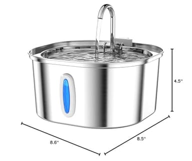 PEKTACO Cat Water Fountain - 3.2L/108oz Stainless Steel Pet Water Drinking Fountain for Cats Indoor, Dog Water Fountain with Water Level Window - Image 9