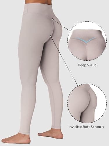 Sunzel Sunzfly Invisible Butt Scrunch Workout Leggings for Women, Butt Lifting High Waisted Gym Yoga Pants with Tummy Control 28" Beige X-Small - Image 2