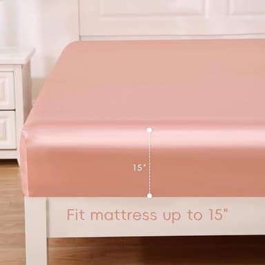 Sleeplite 4 Piece Luxury Satin Bed Sheets Set with Pillowcases - Ultra Soft & Silky, Hypoallergenic & Wrinkle-Free, Hotel Quality Comfort Bedding, Size Queen, Dusty Rose - Image 3