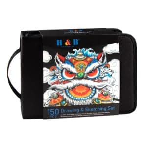 H & B 82 Pcs Drawing Kit Sketching Pencil Set, Sketch Pencils Art Supplies with 3-Color Sketchbook, Graphite, Charcoal, Blending Tools, Drawing Pencils for Adults Artists in Zipper Case - Image 7