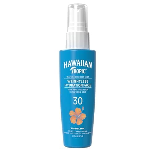 Hawaiian Tropic Weightless Hydration Water Sunscreen Mist for Face SPF 30 | Non-Aerosol Sunscreen Spray Travel Size, Beach Essentials, Summer Essentials, Travel Sunblock Face SPF Spray, 2.1 fl oz - Image 1