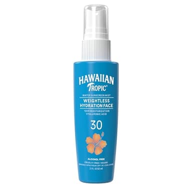 Hawaiian Tropic Weightless Hydration Water Sunscreen Mist for Face SPF 30 | Non-Aerosol Sunscreen Spray Travel Size, Beach Essentials, Summer Essentials, Travel Sunblock Face SPF Spray, 2.1 fl oz - Image 1