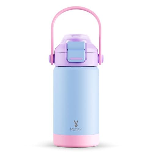 Meoky Kids Water Bottle for School: 14 oz Insulated Water Bottle with Straw and Spout Lid - 100% Leakproof Stainless Steel Water Bottle BPA-Free for Travel Sports - Toddlers Girls, Bluebell - Image 1