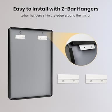 LOAAO 48X28 Inch Black Metal Framed Bathroom Mirror for Wall, Matte Black Bathroom Vanity Mirror Farmhouse, Anti-Rust, Tempered Glass, Hangs Horizontally or Vertically - Image 6