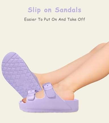 Pisumg Kids Slides Sandals Double Buckle Adjustable Boys Girls - Image 5