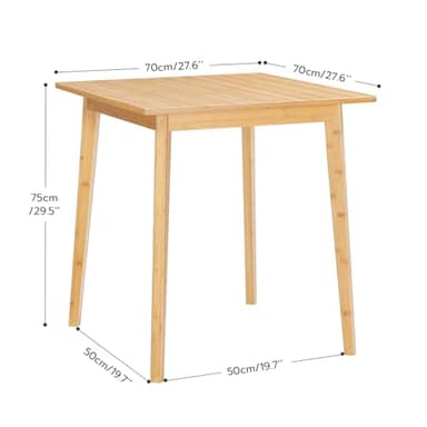 HOOBRO Bamboo Dining Table, Square Dining Table for 2, 27.6" Kitchen Table for Small Space, Writing Table, Easy to Assemble, for Dining Room, Living Room, Office, Kitchen, Natural YL70CZ01G1 - Image 2