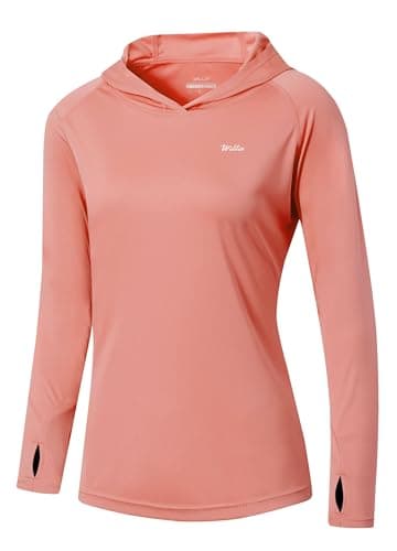 Willit Women's UPF 50+ Sun Protection Hoodie SPF Shirt Long Sleeve Hiking Fishing Outdoor Shirt Lightweight Hoodie Salmon XXL - Image 1