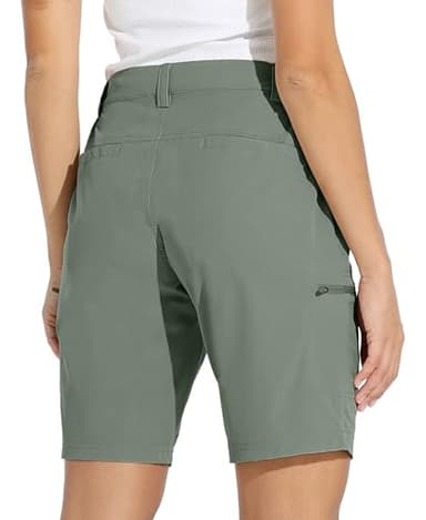 Willit Women's 10" Hiking Cargo Shorts Stretch Golf Active Long Shorts Quick Dry Outdoor Summer Shorts Sage Green L - Image 2