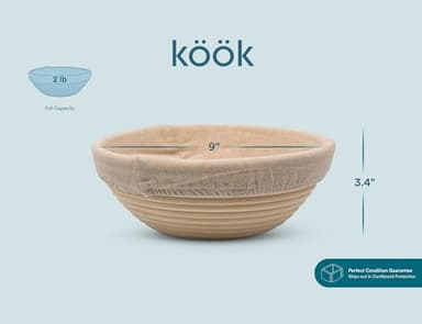 Kook Proofing Set, Sourdough Bread, 2 Rattan 9 Inch Banneton Baskets, 2 Basket Covers, Metal Scraper, Plastic Scraper, Scoring Lame, 5 Blades and Case, Baking Kit, Dough Bowls, Round Shape - Image 6