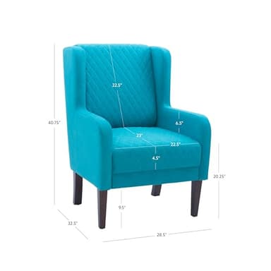 Powell Glenn Teal Wingbacked Accent Chair with Quilted Seat - Image 3