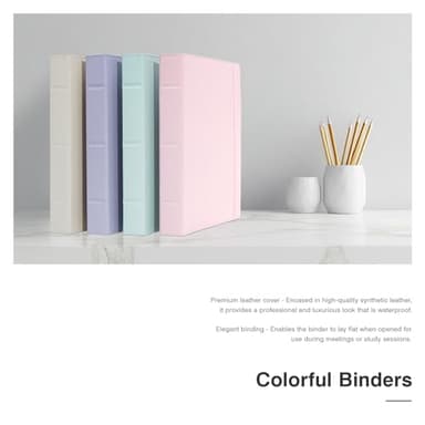Ospelelf Vintage Hardcover 3 Ring 1 inch Leather Binder, Professional Binders Organizer Suitable for Letter Size Documents, Binder Dividers with Tabs, Beige - Image 6