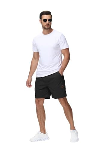 Yundobop Men's Casual 7 Inch Shorts Twill Drawstring Summer Beach Stretch Golf Shorts with Zipper Pockets Black 42 - Image 5