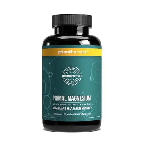 Magnesium Supplement Complex 310mg by Primal Harvest with Magnesium Glycinate, Citrate, Malate, and Zinc 120 Capsules - Image 1