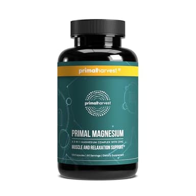 Magnesium Supplement Complex 310mg by Primal Harvest with Magnesium Glycinate, Citrate, Malate, and Zinc 120 Capsules - Image 1