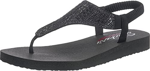 Skechers Cali Women's Meditation-Rock Crown Flat Sandal,black/black,10 M US - Image 1