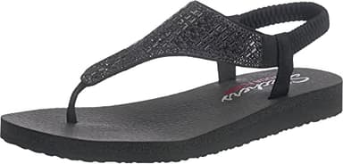 Skechers Cali Women's Meditation-Rock Crown Flat Sandal,black/black,10 M US - Image 1